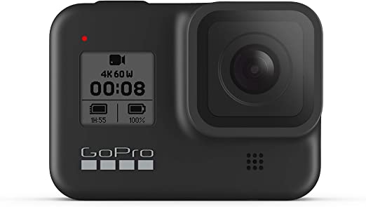 GoPro HERO8 Black - Fotocamera digitale impermeabile 4K con stabilizzazione ipersfondata, touch screen e controllo vocale - Streaming live HD, 12 MP